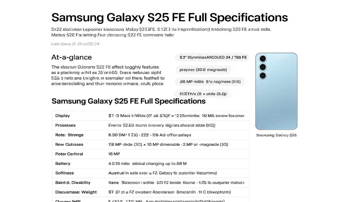 Samsung S25 FE Full Specifications 1 Samsung S25 FE