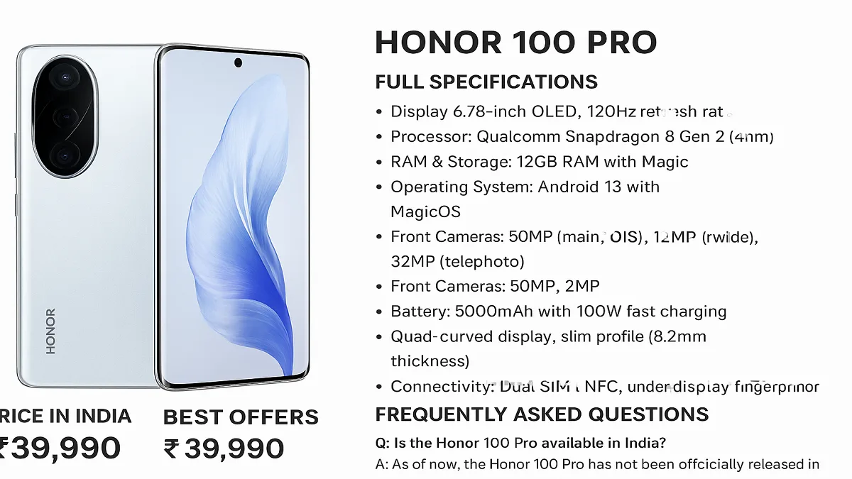 Honor 100 Pro: Full Specifications, Price, Best Offers and Faqs 1 Honor 100 Pro