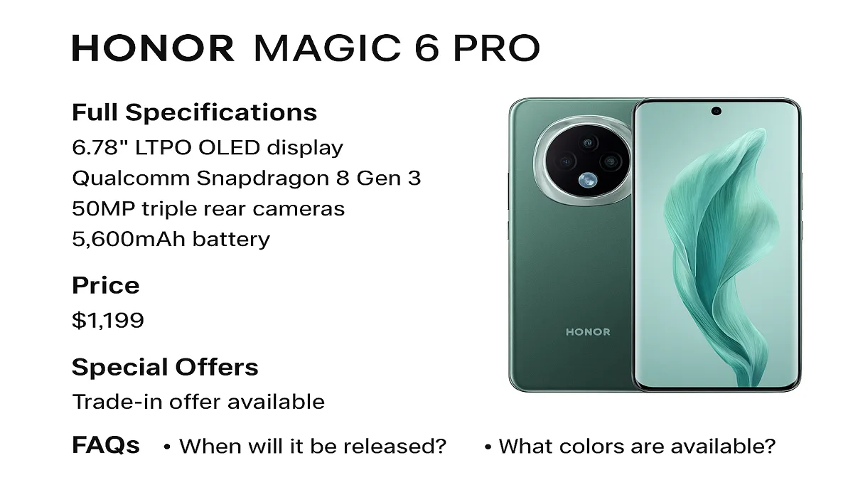 Honor Magic 6 Pro: Full specifications, price, special offers, and Faqs 1 Honor Magic 6 Pro